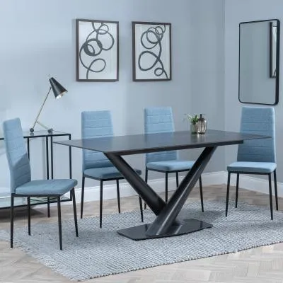 Maldon Rectangular Dining Set - Black, Ceramic image
