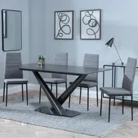 Maldon Rectangular Dining Set - Dark Grey, Ceramic
