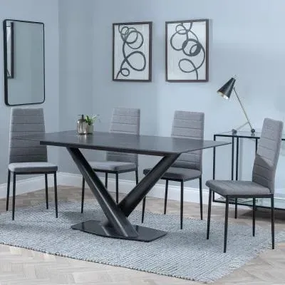 Maldon Rectangular Dining Set - Dark Grey, Ceramic