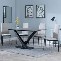 Maldon Rectangular Dining Set - Grey, Ceramic