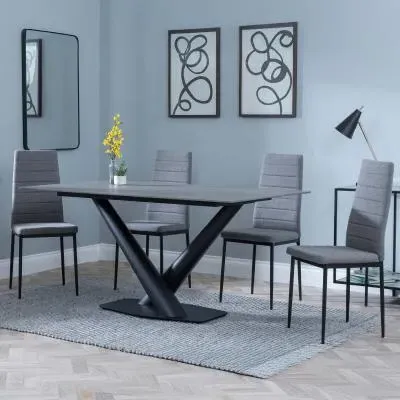 Maldon Rectangular Dining Set - Grey, Ceramic product