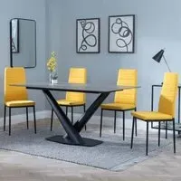 Maldon Rectangular Dining Set - Grey, Ceramic