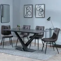 Maldon Rectangular Dining Set with Corona Chairs - Black, Ceramic