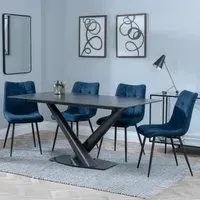 Maldon Rectangular Dining Set with Corona Chairs - Black, Ceramic