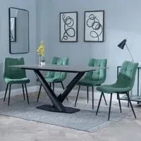 Maldon Rectangular Dining Set with Corona Chairs - Grey, Ceramic