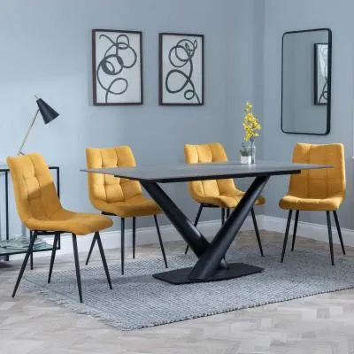 Maldon Rectangular Dining Set with Corona Chairs - Grey, Ceramic product