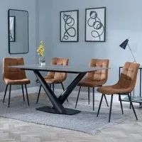 Maldon Rectangular Dining Set with Corona Chairs - Grey, Ceramic