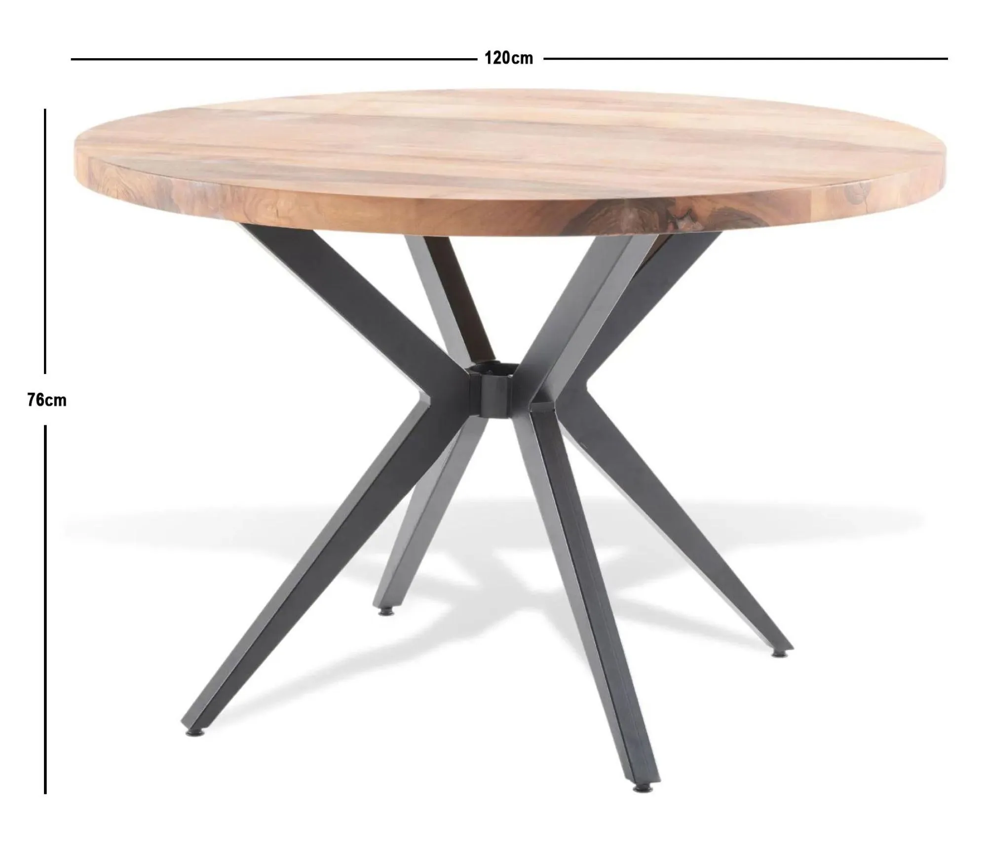 Merino 120cm Round Dining Table - Rustic, Acacia Wood