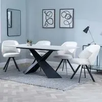 Merlin Ceramic Dining Set with Ion Swivel Chairs - Cream, Boucle