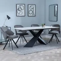 Merlin Ceramic Dining Set with Ion Swivel Chairs - Grey, Velvet