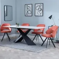 Merlin Ceramic Dining Set with Ion Swivel Chairs - Orange, Velvet