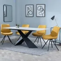 Merlin Dining Set with Boden Swivel Chairs - White, Ceramic