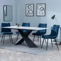 Merlin Dining Set with Corona Chairs - White, Ceramic