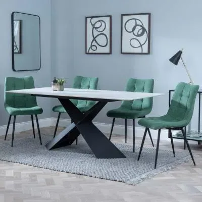 Merlin Dining Set with Corona Chairs - White, Ceramic