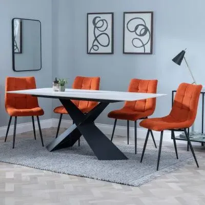 Merlin Dining Set with Corona Chairs - White, Ceramic