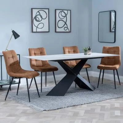 Merlin Dining Set with Corona Chairs - White, Ceramic image