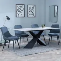 Merlin Dining Set with Darwin Chairs - White, Ceramic