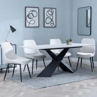 Merlin Dining Set with Darwin Chairs - White, Ceramic