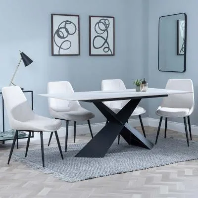Merlin Dining Set with Darwin Chairs - White, Ceramic image