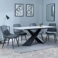 Merlin Dining Set with Darwin Chairs - White, Ceramic
