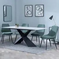 Merlin Dining Set with Darwin Chairs - White, Ceramic