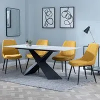 Merlin Dining Set with Darwin Chairs - White, Ceramic