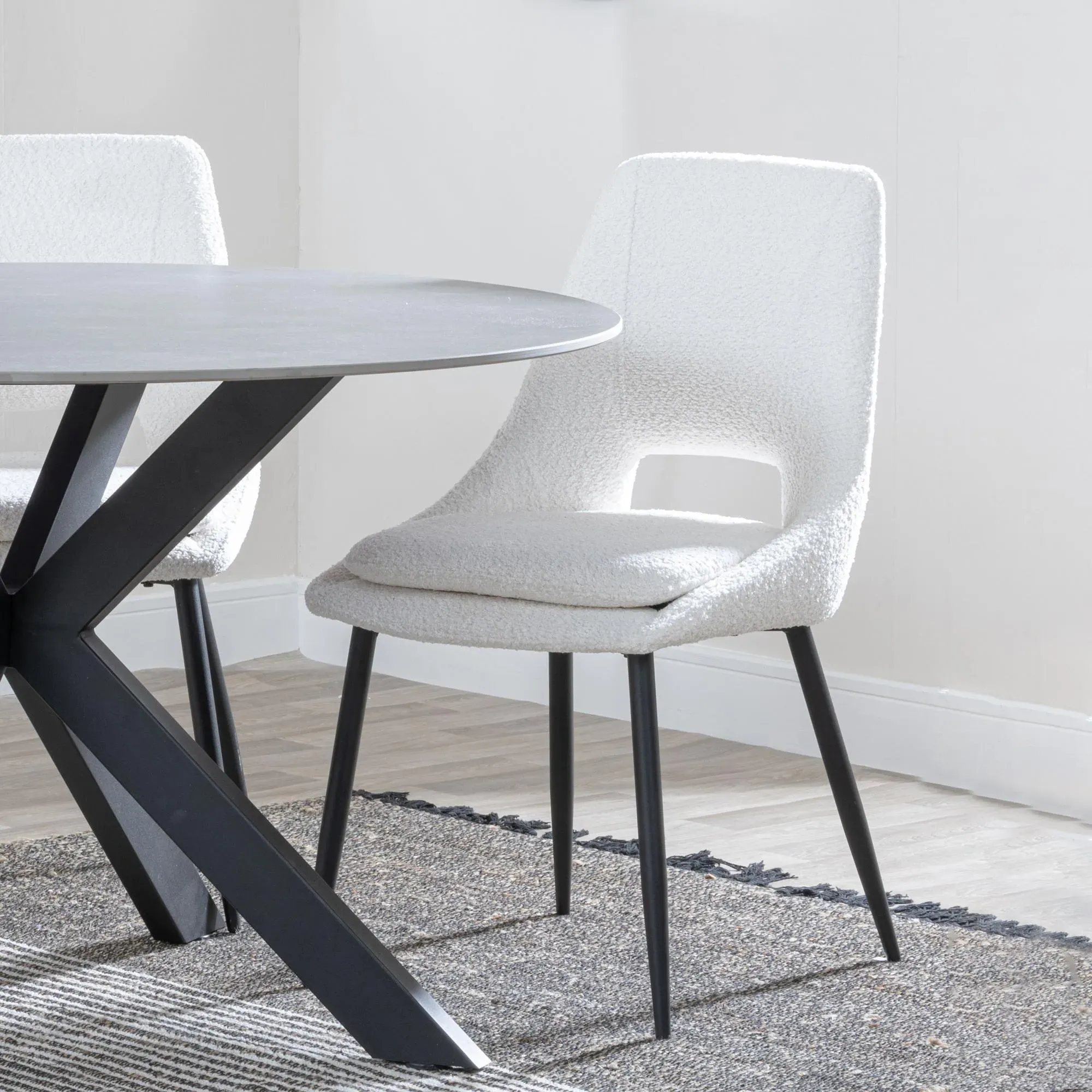 Merlin Dining Set with Peyton Chairs - White, Ceramic