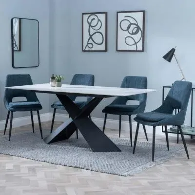 Merlin Dining Set with Peyton Chairs - White, Ceramic image