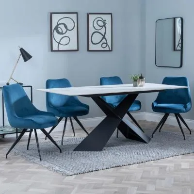 Merlin Dining Set with Swivel Chairs - Blue, Ceramic image