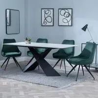 Merlin Dining Set with Swivel Chairs - Green, Ceramic