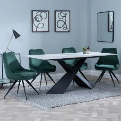 Merlin Dining Set with Swivel Chairs - Green, Ceramic