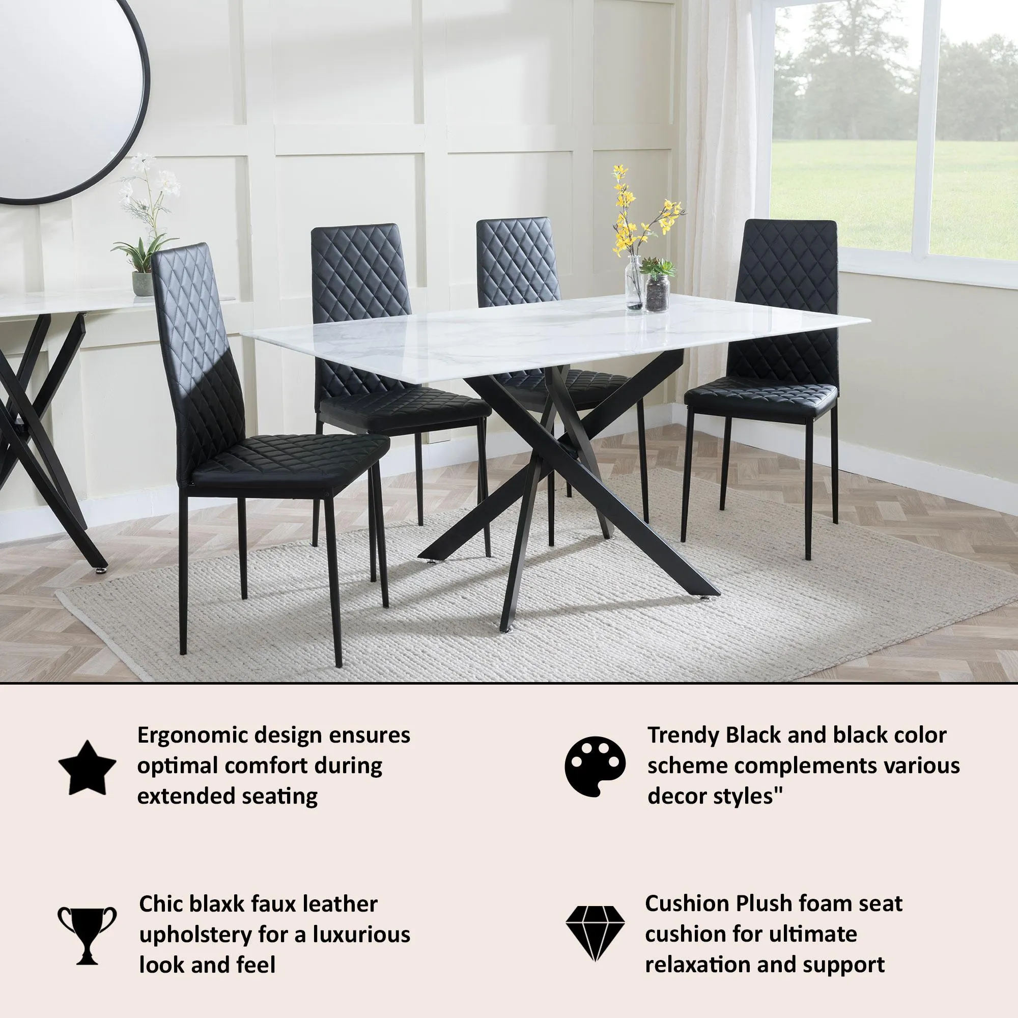 Metro Dining Chairs - Black, Faux Leather