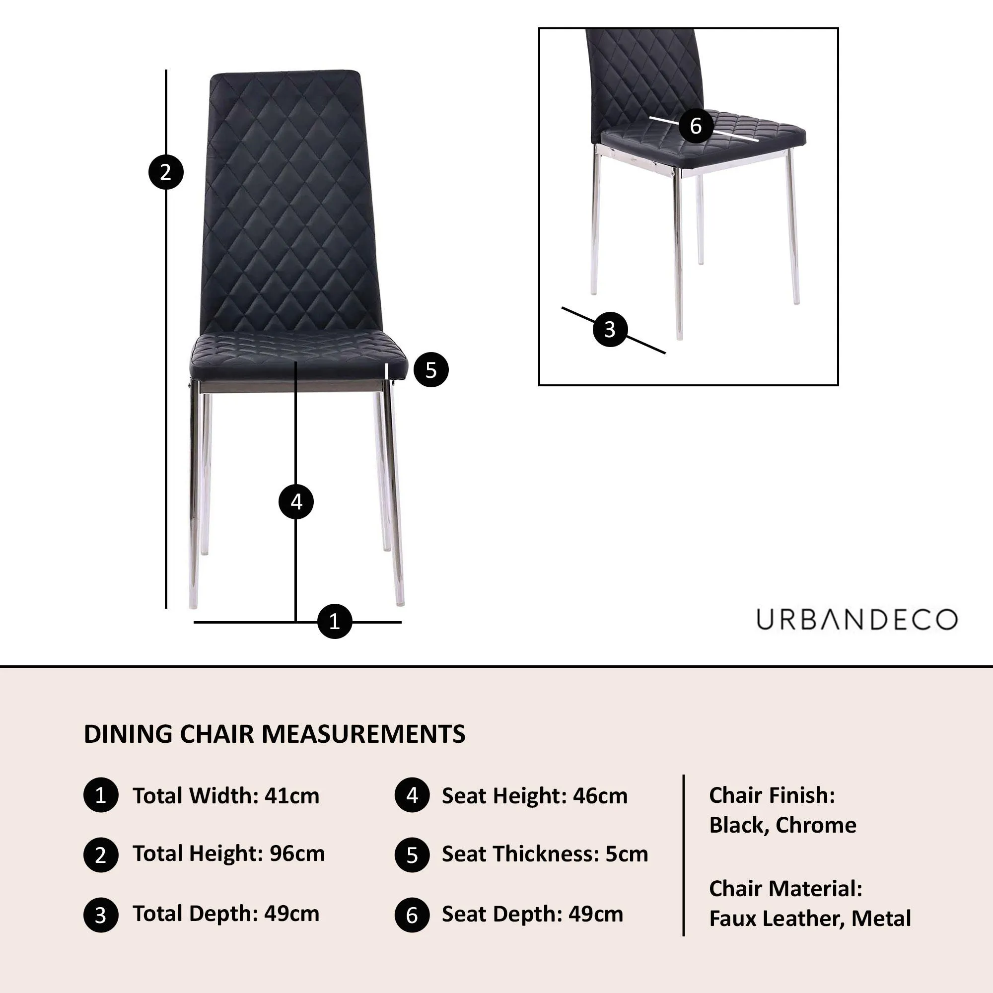 Metro Dining Chairs - Black, Faux Leather