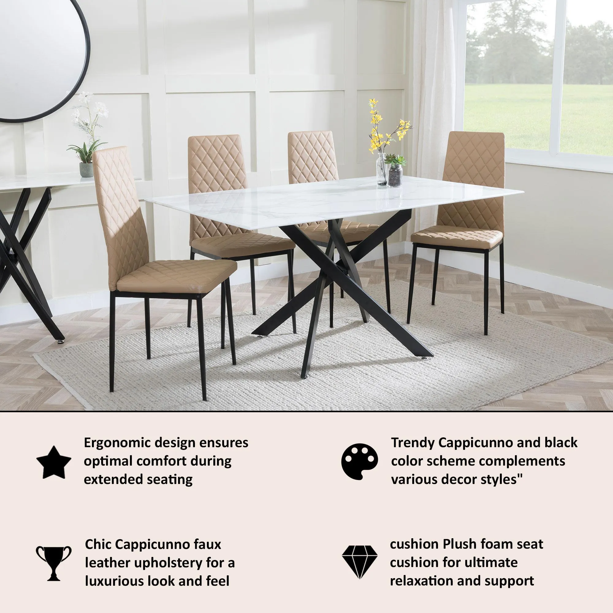 Metro Dining Chairs - Cappuccino, Faux Leather