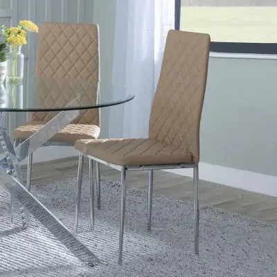 Metro Dining Chairs - Cappuccino, Faux Leather