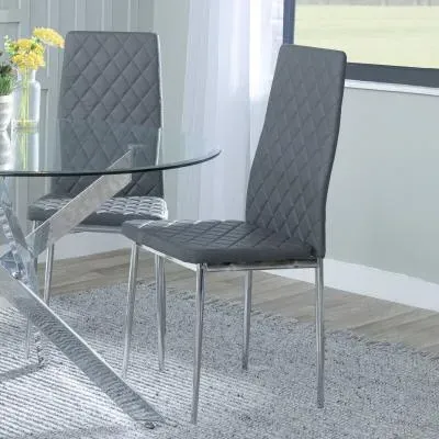 Metro Dining Chairs - Grey, Faux Leather