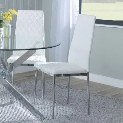 Metro Dining Chairs - White, Faux Leather