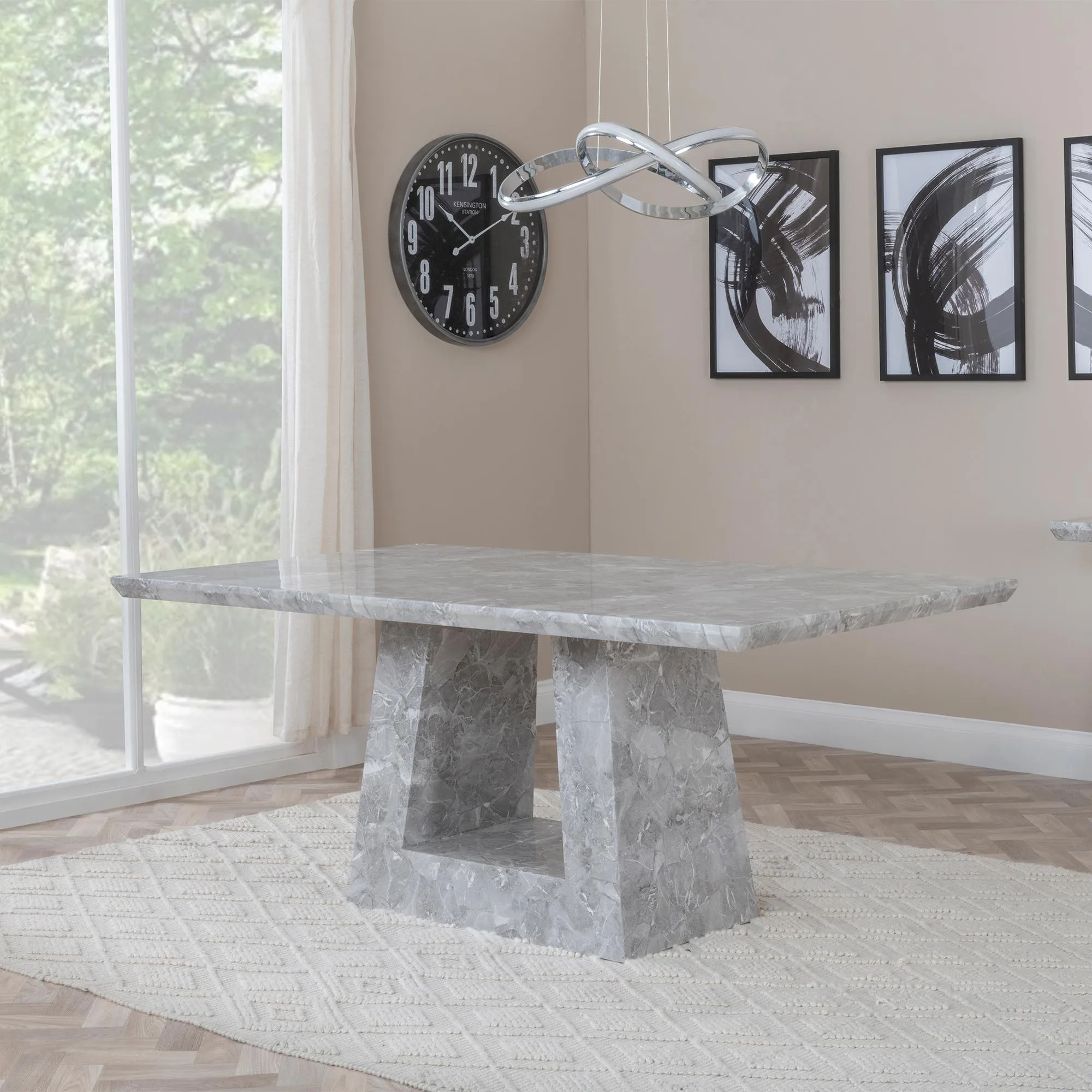 Milan 6 Seater Dining Table - Grey, Marble