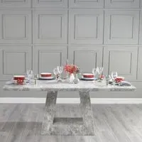 Milan 6 Seater Dining Table - Grey, Marble