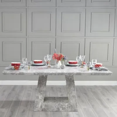 Milan 6 Seater Dining Table - Grey, Marble
