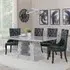 Milan Carmela Dining Set - Grey Marble, Black Leather