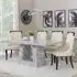 Milan Carmela Dining Set - Grey Marble, Cream Leather