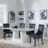 Milan Carmela Dining Set - White Marble, Black Leather