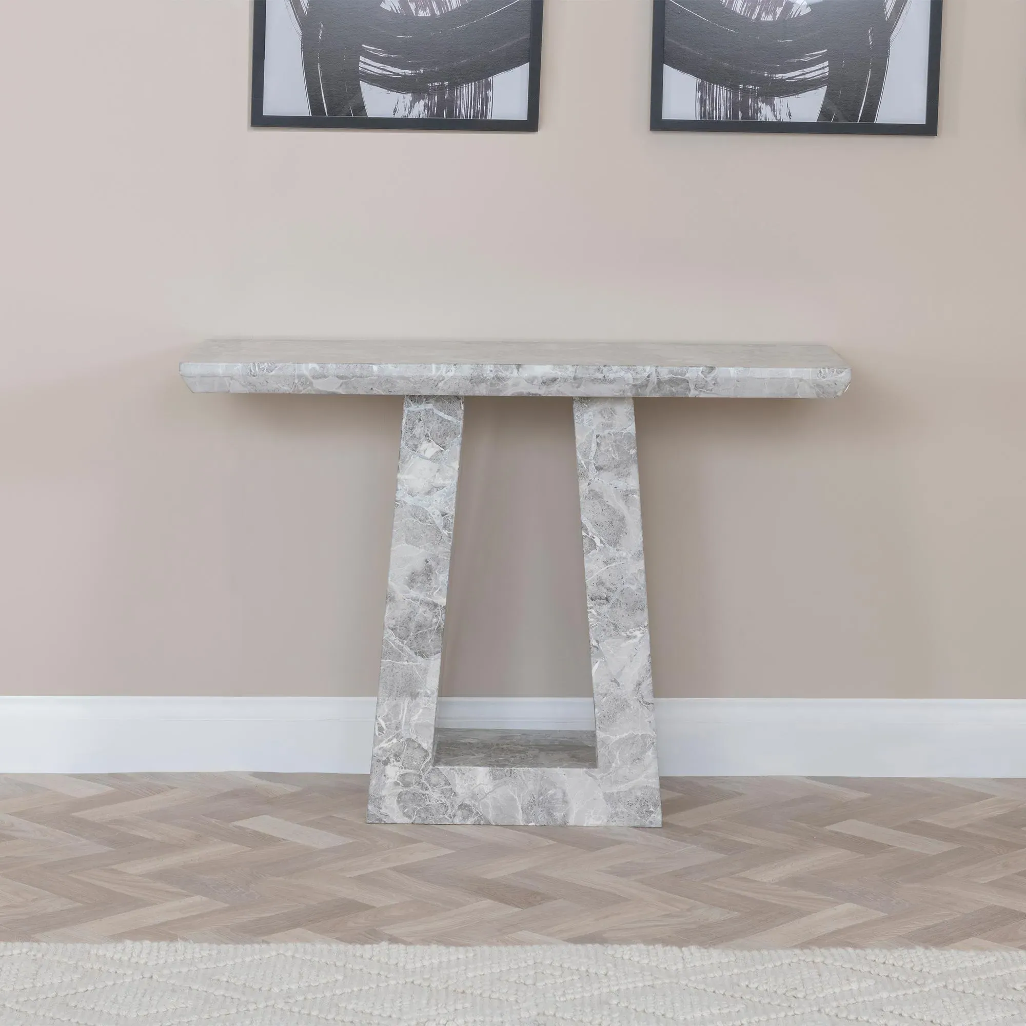 Milan Console Table - Grey, Engineered Marble