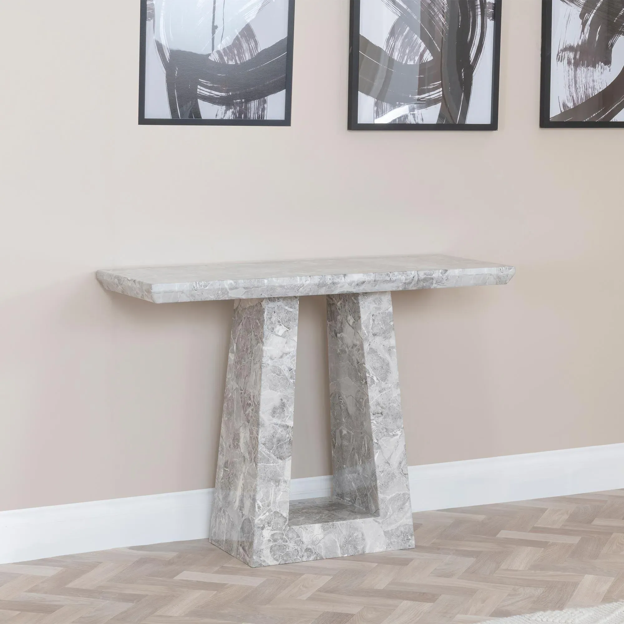 Milan Console Table - Grey, Engineered Marble