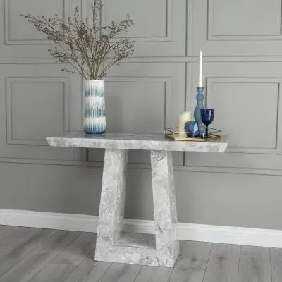 Milan Console Table - Grey, Engineered Marble image