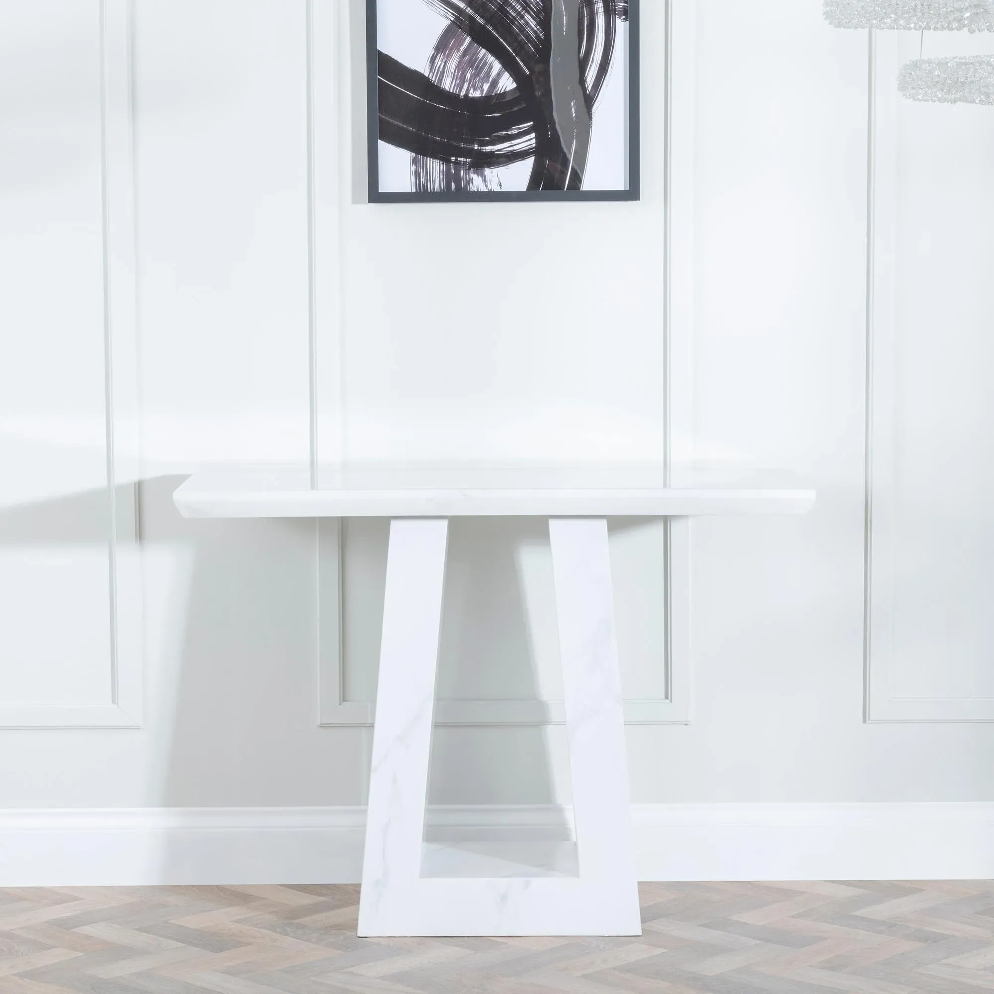 Milan Console Table - White, Engineered Marble
