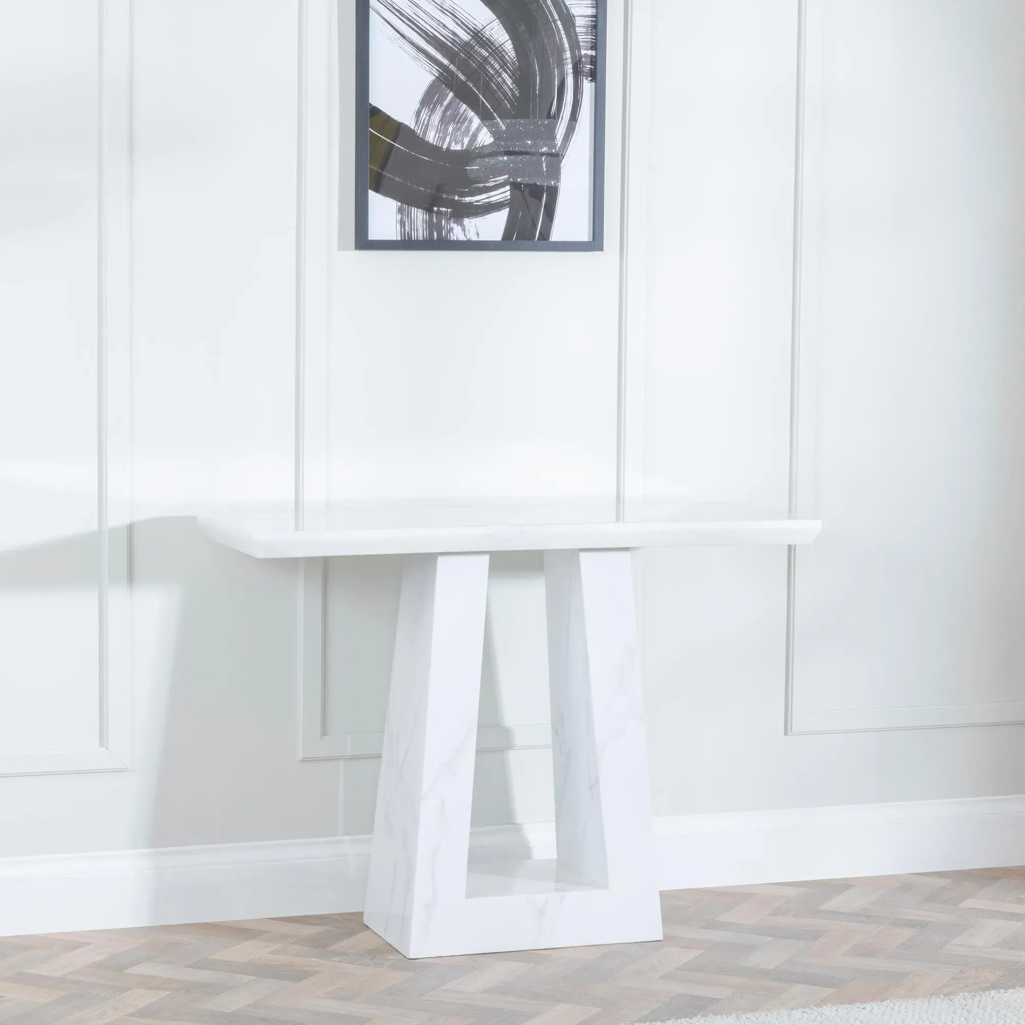 Milan Console Table - White, Engineered Marble