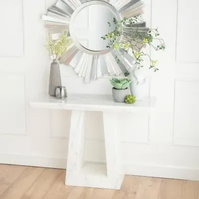 Milan Console Table - White, Engineered Marble