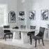 Milan Dining Set - White Marble, Brown Leather